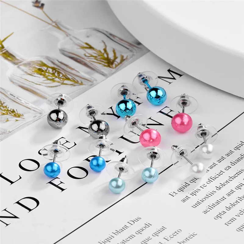 PINKSEE 30 пар/компл. серьги гвоздики классические круглые металлические с имитацией