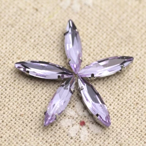 light purple 50 шт., 4x15 мм, разноцветные стразы с конским глазом, с металлической окантовкой, серебряная задняя часть, необычный камень с отверстиями, одежда для самостоятельного изготовления - Цвет: light purple
