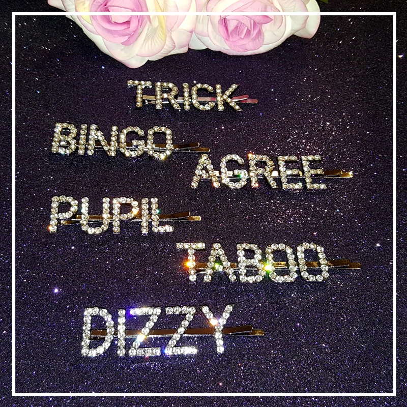Hot Fashion Hair Accessories Blingbling Word Clips Rhinestone Letters Slide Crystal Bobby Pins Wholesale | Украшения и аксессуары