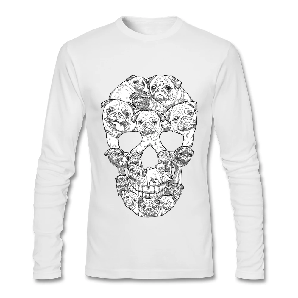 Pug Skull T Shirts Dog New Shirt Funny Wholesale Long Sleeve Men T-Shirt Clothing Tops Adult | Мужская одежда