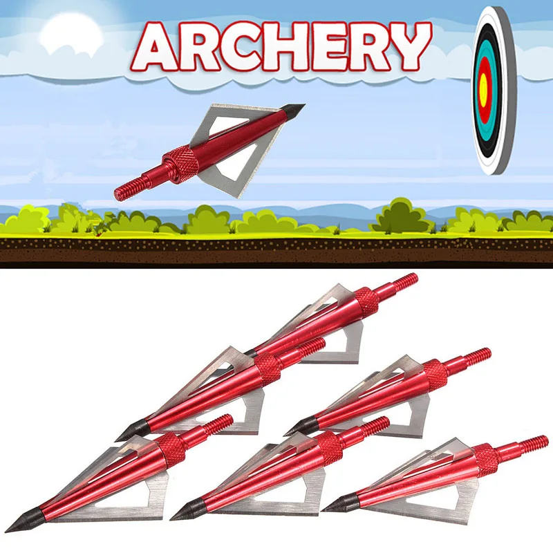 6 шт. широкие наконечники для стрельбы из лука с кровяным бегунком 100 зерна и охоты