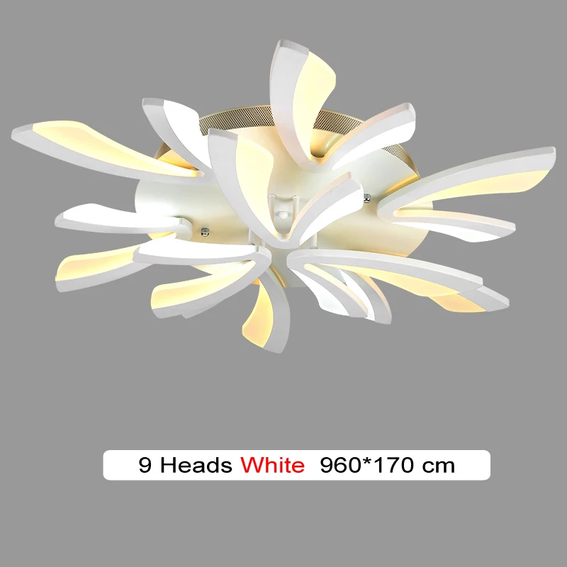 9 heads white Распродажа, блестящие акриловые современные светодиодные потолочные лампы для гостиной, спальни, столовой, лампы для домашнего освещения, светильники - Цвет абажура: 9 heads white