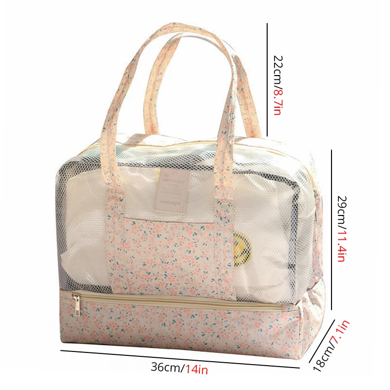 Большая вместительная пляжная сумка-тоут с функцией сухой и влажной разделения