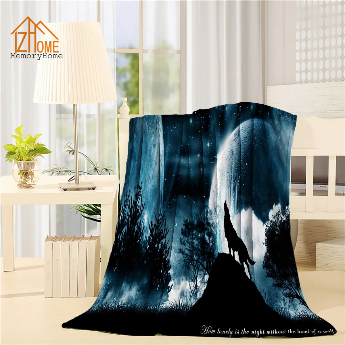 Новинка 2018 фланелевое одеяло с 3D рисунком Луны и волка для детей взрослых|blanket