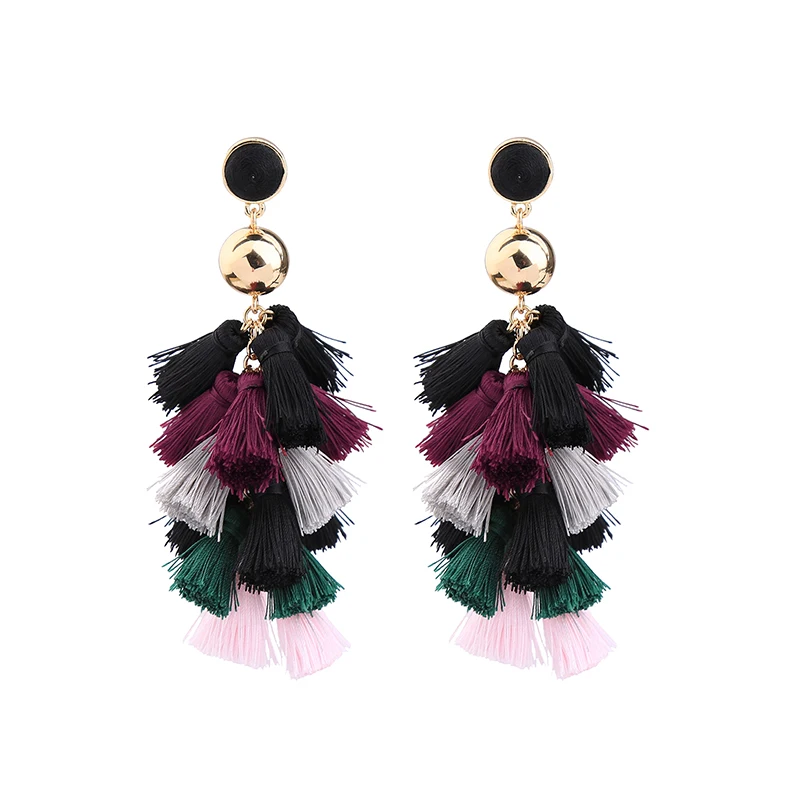 Женские Разноцветные серьги-подвески с бахромой в этническом стиле модные