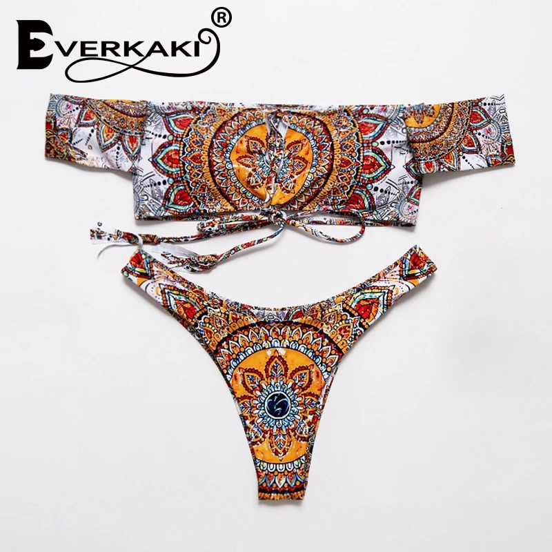 Everkaki 2021 сексуальный бразильский купальник бикини женский с открытыми плечами