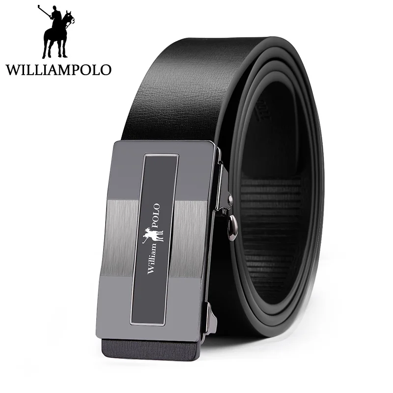 WilliamPolo Роскошный пояс из натуральной кожи для Для мужчин Черный серый цвет пряжки