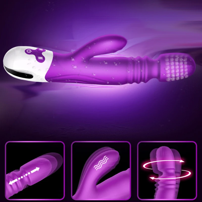 Телескопический фаллоимитатор с подогревом вибратор для женщин Стимулятор