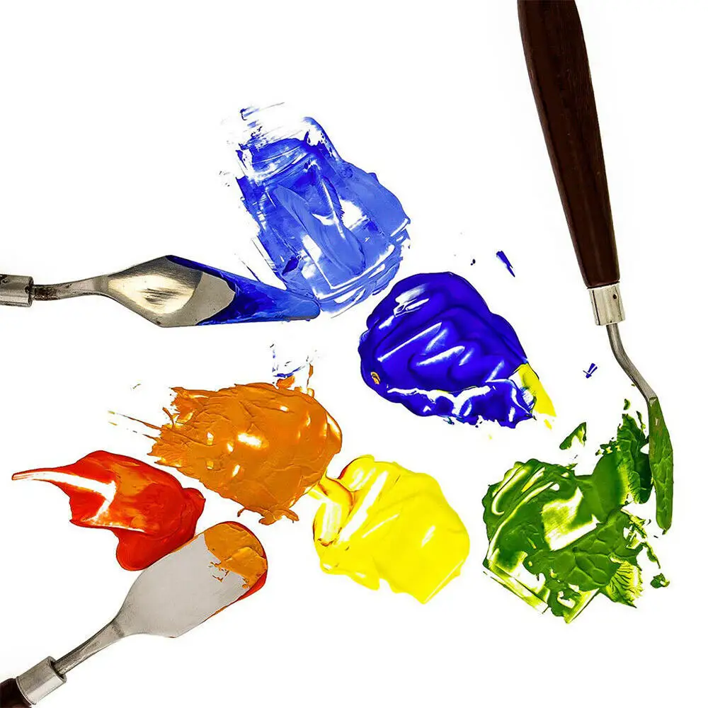 5pcs Practical Stainless Steel Spatula Palette Knife Painting Mixing Artist Scraper Set Coloring Tool |