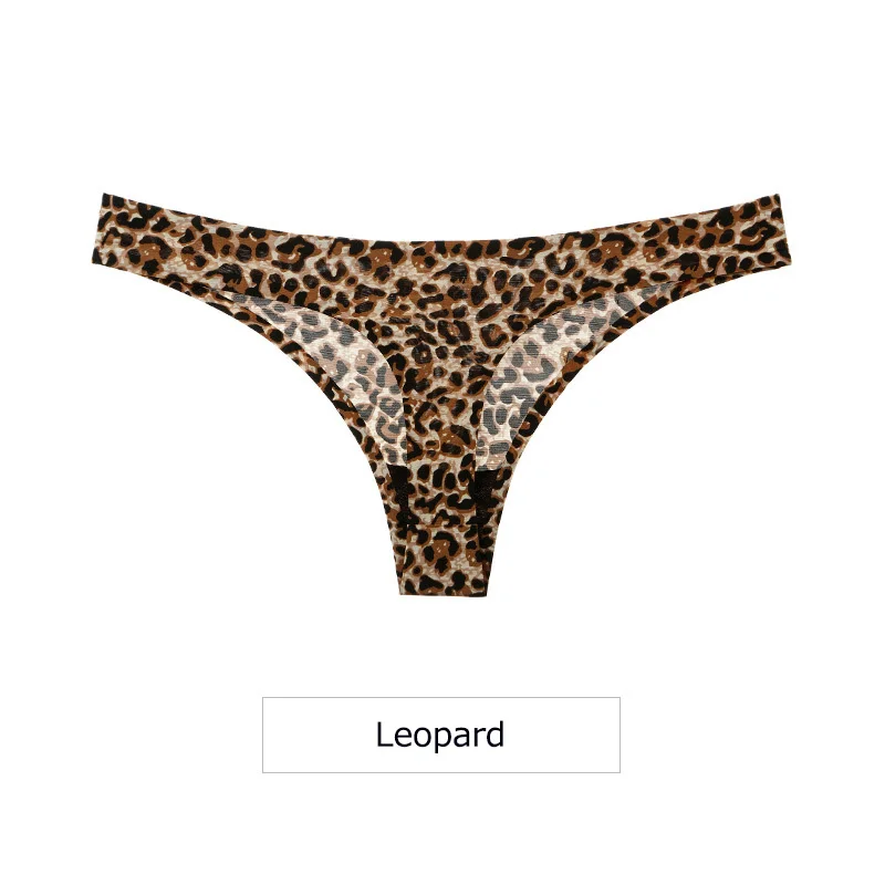 leopard Пикантные женские трусики бикини трусы бразильские Цветочные стринги бесшовные с низкой талией, Женский Трусики стринги нижнее белье - Цвет: leopard