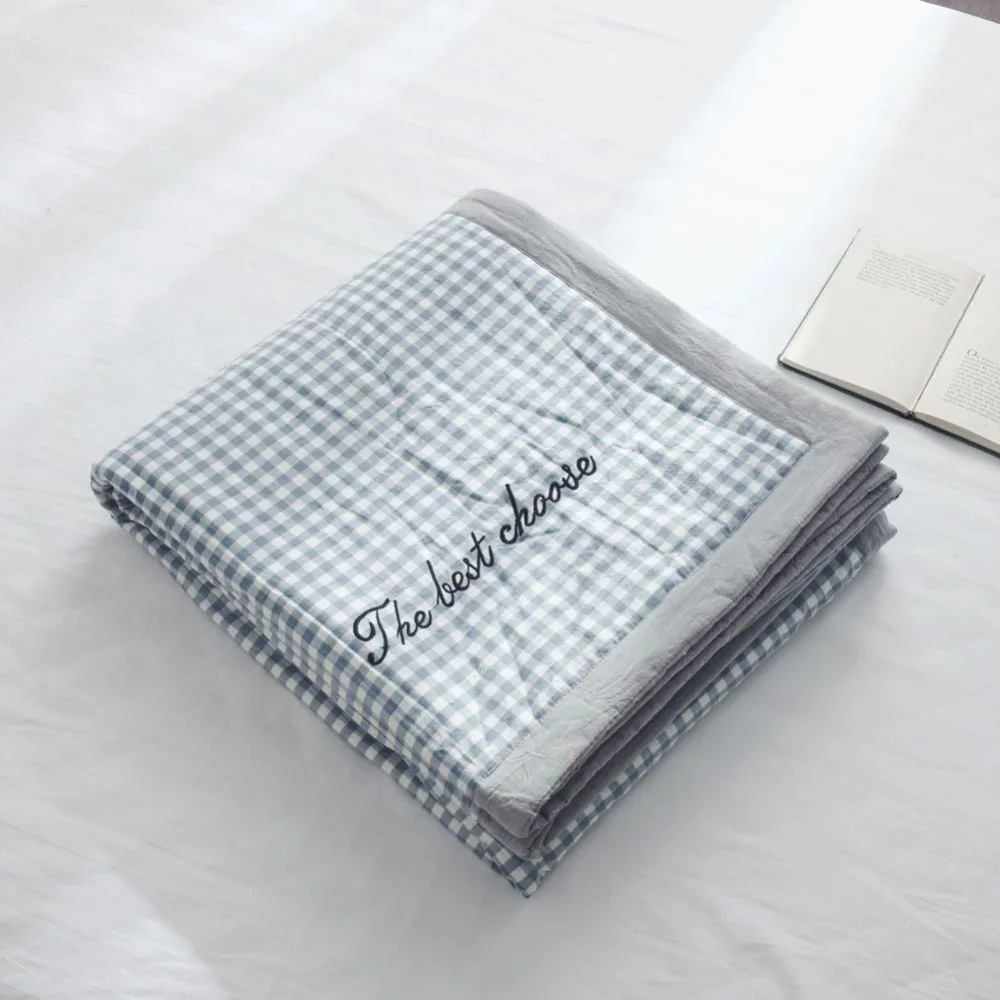 Стеганое одеяло светло-голубого цвета из хлопчатобумажной ткани хлопковый