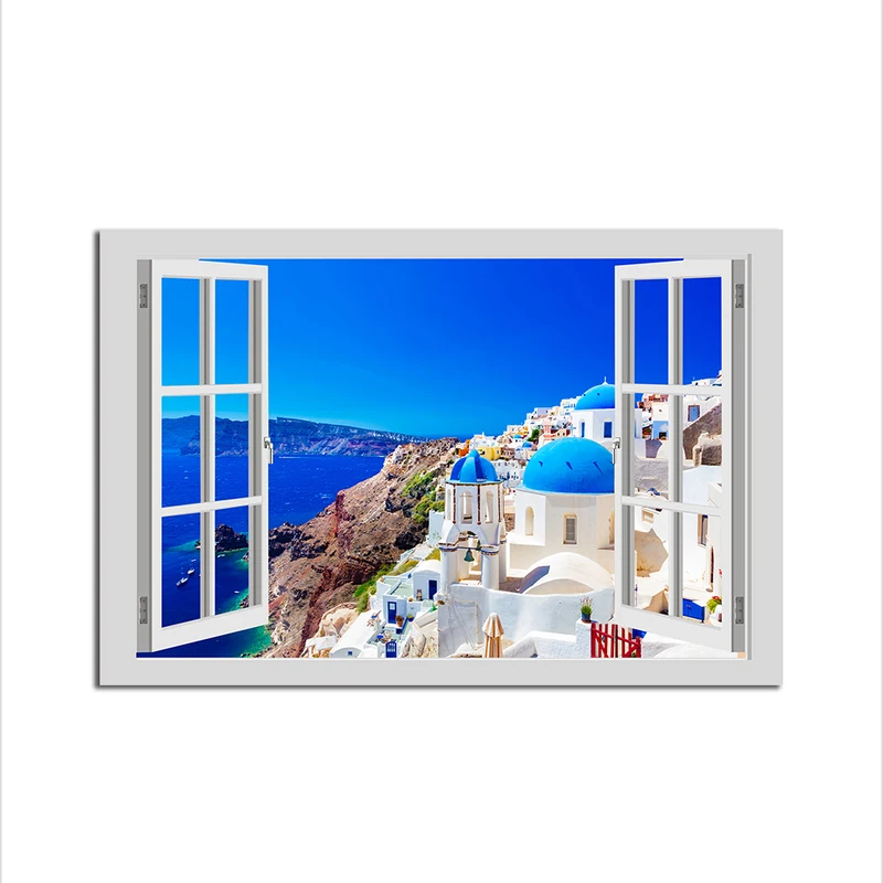 Modern 3D Window Cityscape Wall Art Beautiful City View Decorative Stickers For Kids Bedroom Living Room Decal | Дом и сад