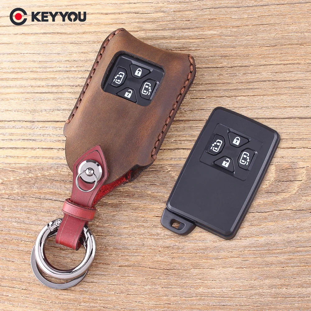 Чехол для ключей KEYYOU из натуральной кожи toyota Estima Alphard Vellfire 4 кнопки чехол Fob