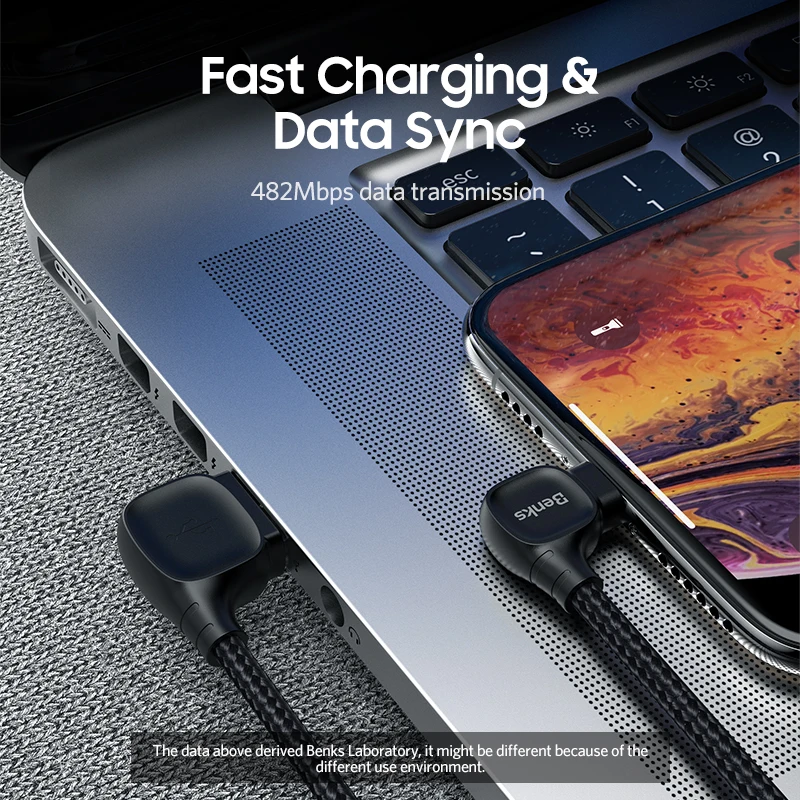 Benks M12 2.4A MFi кабель Lightning 1 2 M USB для быстрой зарядки и передачи данных iPhone X Xs Max XR 8 7 6
