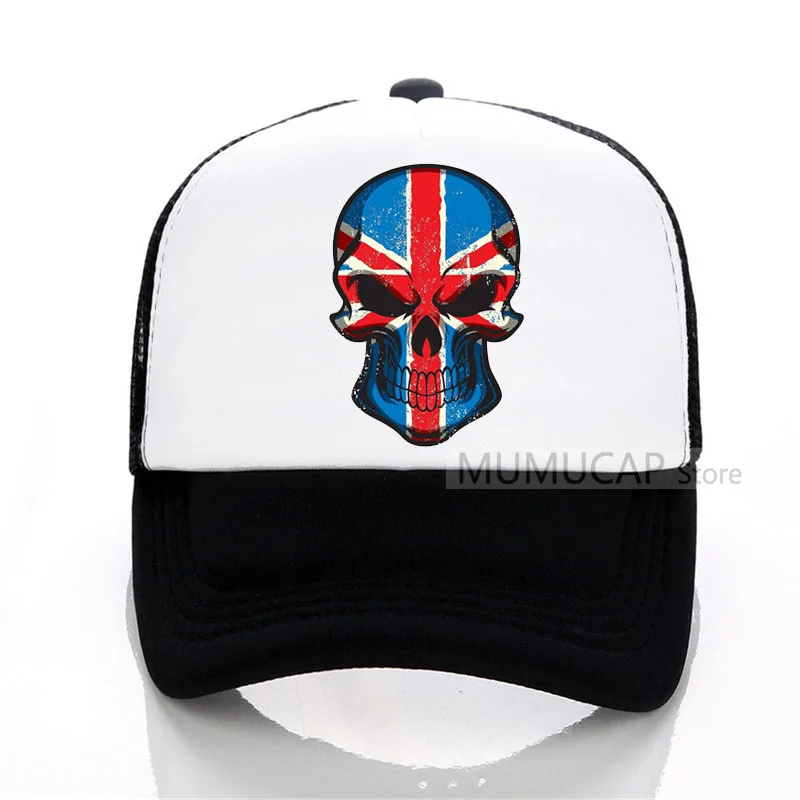 Fashion Summer British flag skull trucker cap Men Women Baseball caps Summer Style Brand New Male Mesh trucker hat men and women homme pumba baseball caps casual letter print cartoon hat summer adjustable mesh trucker cap