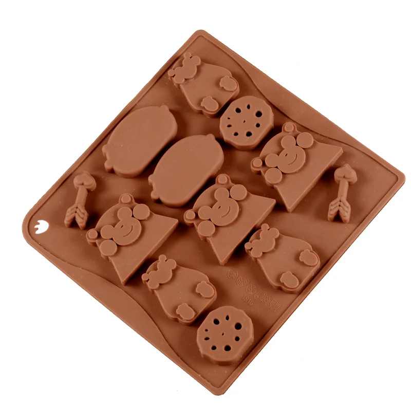 18x18x1.2 CM SJ шоколадная форма животное Медведь Кролик Утка противень для выпечки Кондитерские украшения конфеты торт силиконовые формы для выпечки инструменты для кухни - Цвет: 18x18x1.2 CM