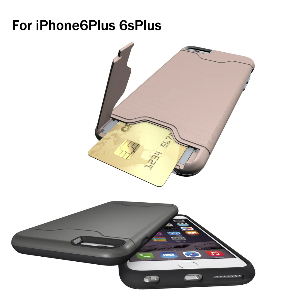 Роскошный чехол 2 в 1 для iPhone 6 Plus защитный со скрытым слотом карт подставка