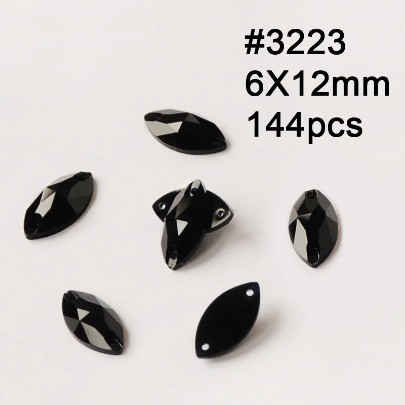 Navette 6X12mm 144pc K9 кристалл зеркало стразы смешанной формы черный реактивный стекло плоская задняя Пришивные коготь стразы, diy аксессуары для одежды - Цвет: Navette 6X12mm 144pc