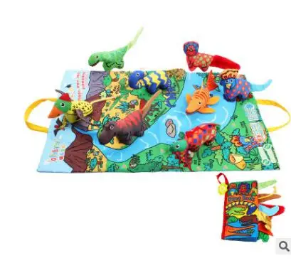 Dinosaur JOLLYBABY детский игрушки для младенцев 3D тканевая книга Обучающие Игрушки для раннего развития с хвостами животных английская история развивающие книги - Цвет: Dinosaur