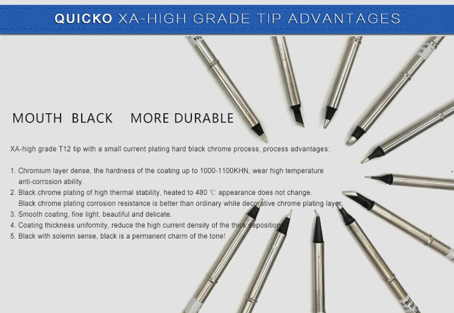 QUICKO XA высококачественный T12-K паяльный наконечник для 951 952 использования для паяльной станции HAKKO T12 7s инструменты для сварки расплава олова