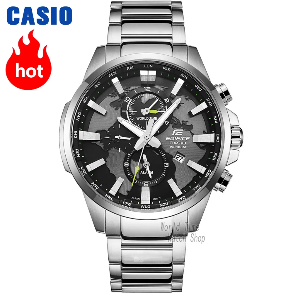 Мужские часы Casio Edifice Взрыв лучший бренд класса люкс новые кварцевые часы 100м Водонепроницаемые мужские часы Спортивные военные наручные часы Dual Dial World Time Светящиеся часы relogio masculino reloj hombre