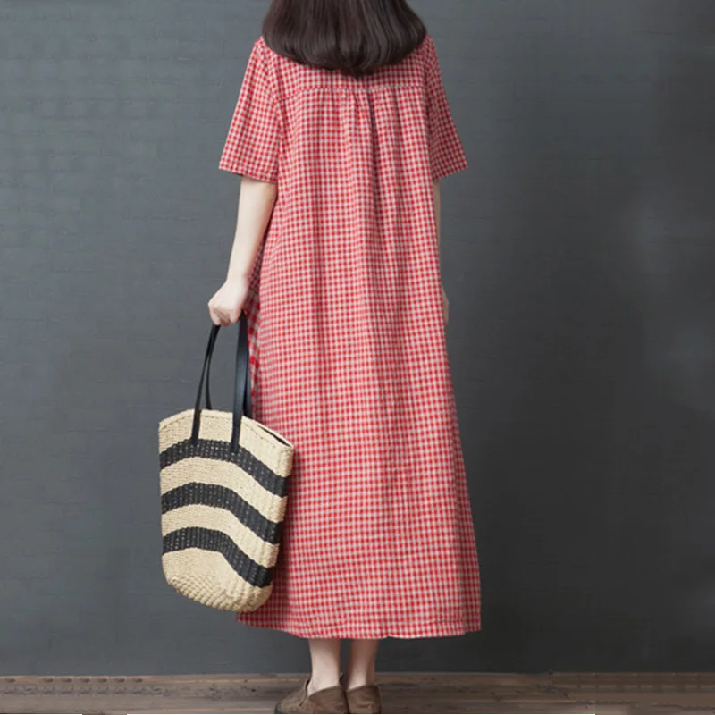 Женское хлопковое льняное платье размера плюс Повседневные Вечерние длинные