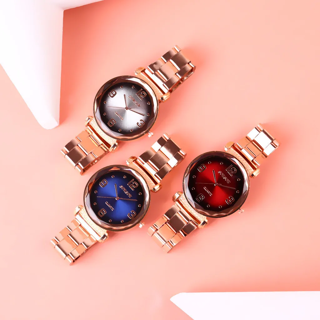 Женские кварцевые наручные часы с ремешком из стали в европейском и американском