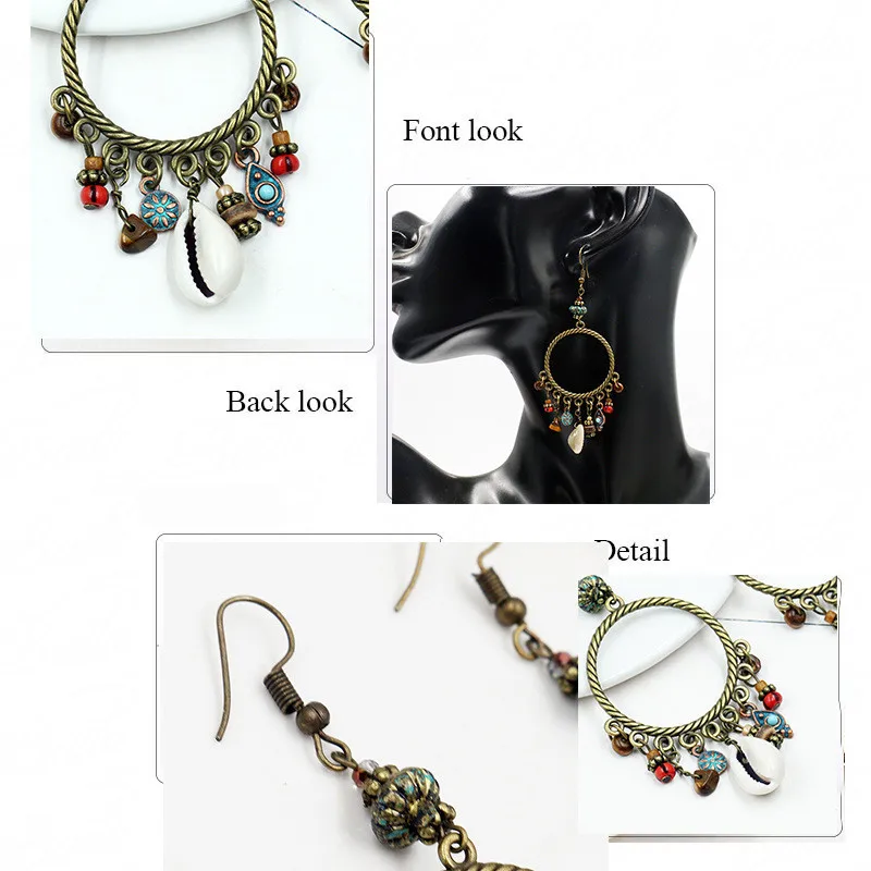Yanting 2018 New Arrival Long Circle Earrings For Women Shell Tassel Small Beads Charms Female Brincos Earings Wholesale 097 | Украшения и