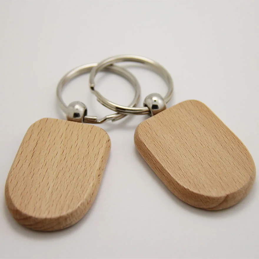 Оптовая продажа 50 шт. пустые круглые продолговатые деревянные Брелоки для ключей
