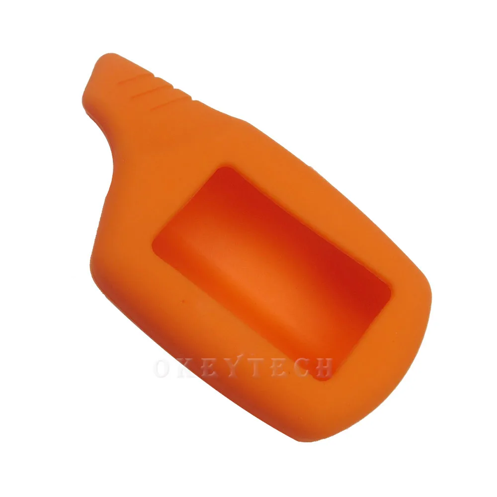 Orange Okeytech силиконовый чехол для ключей от машины, чехол для оригинальной Starline B9/B91/B6/B61/A91/A61/V7, брелок, Автомобильный пульт дистанционного управления, 2 способа сигнализации - Название цвета: Orange