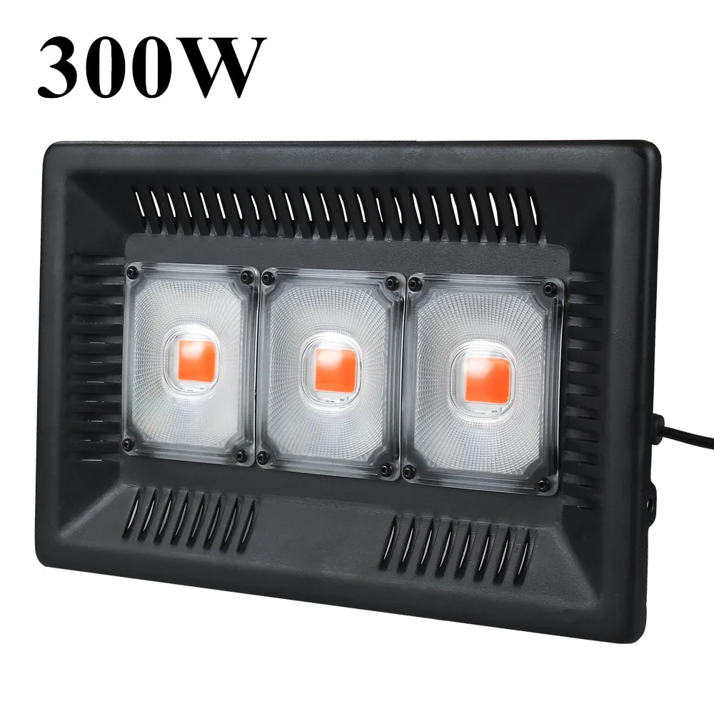 300W Светодиодный свет для выращивания полного спектра 100 Вт 200 Вт 300 Вт IP67 монолитный блок Светодиодов Прожектор для растений Крытый Открытый гидропонная теплица - Испускаемый цвет: 300W