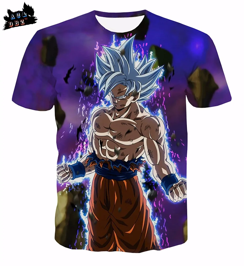 AC & DBZ Новая мужская белая футболка God Wukong Dragon Ball Super 3D модная с круглым вырезом и