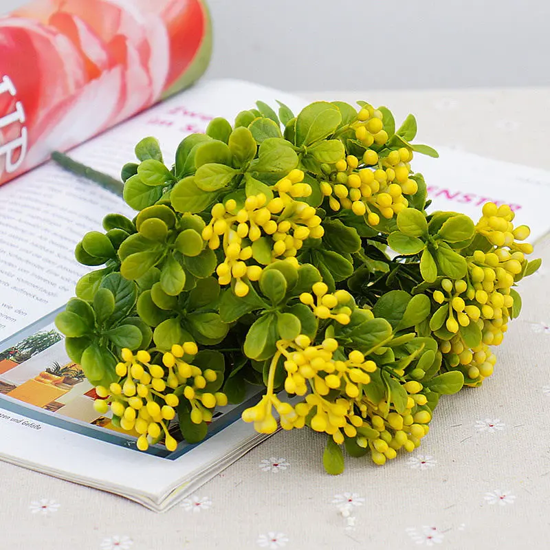 Yellow Искусственные молочные фруктовые ветки, пластиковые искусственные растения для дома, свадьбы, осени, украшения, искусственные ягоды, растения - Цвет: Yellow