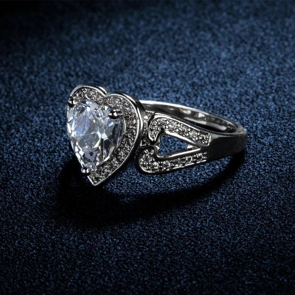 Винтажное ювелирное изделие из горного хрусталя кольца камня в форме сердца для