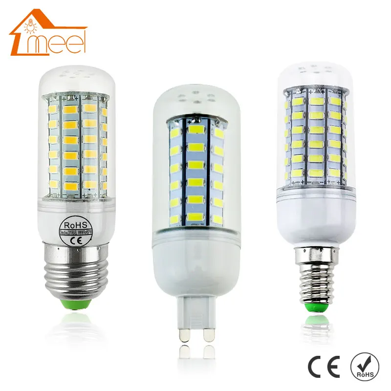 Светодиодная лампа E27 E14 G9 SMD 5730 110V LED Bulb 220V 24 36 48 56 69LED s Lampada led кукуруза для люстры