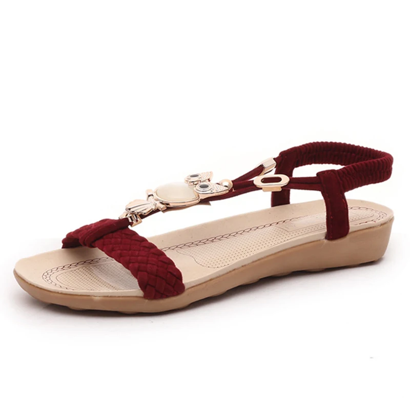 Сандалии женские мягкие босоножки с ремешком на щиколотке со стразами шлепанцы