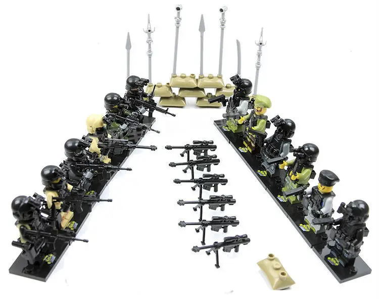 Pcs \ много сват Minifigures оригинальные игрушки полиция военная тактический оружие