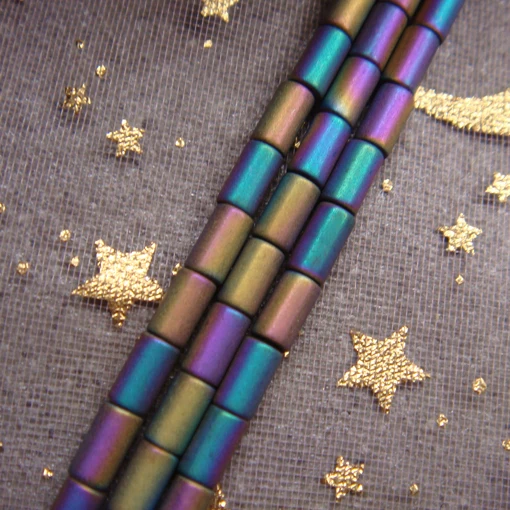 New!!! HOT SALE 3x5mm Matte rainbow colorful Hematite Tube Loose Beads For Jewelry Making 2strands/lot wholesale | Украшения и