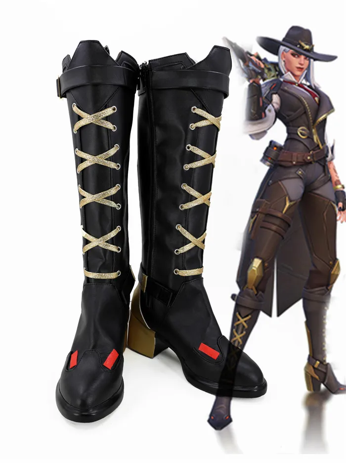 Над часами OW Эш косплей обувь на высоком каблуке для женщин игра Ashe высокие