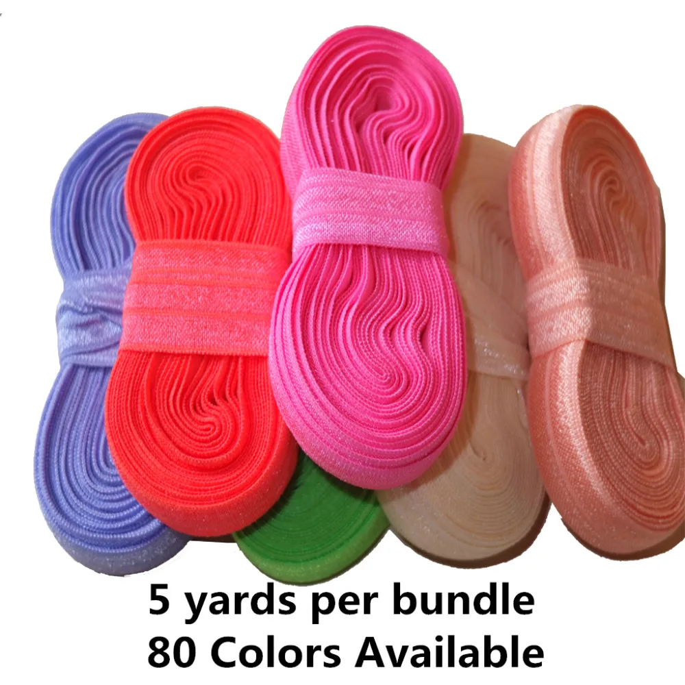 80 Colors Available 5/8'' Fold Over Elastic Ribbon Sewing elastic bands Hair Elastic fabric DIY Hair bow Apparel Accessories