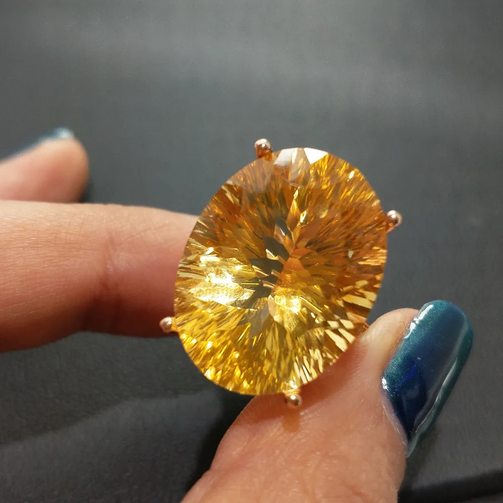 FLZB горячая Распродажа, роскошное кольцо, 23.9ct, высокое качество, натуральный цитрин, кольцо, настоящее 925 Твердое Стерлинговое серебро, ювелирные изделия для женщин, свадьба