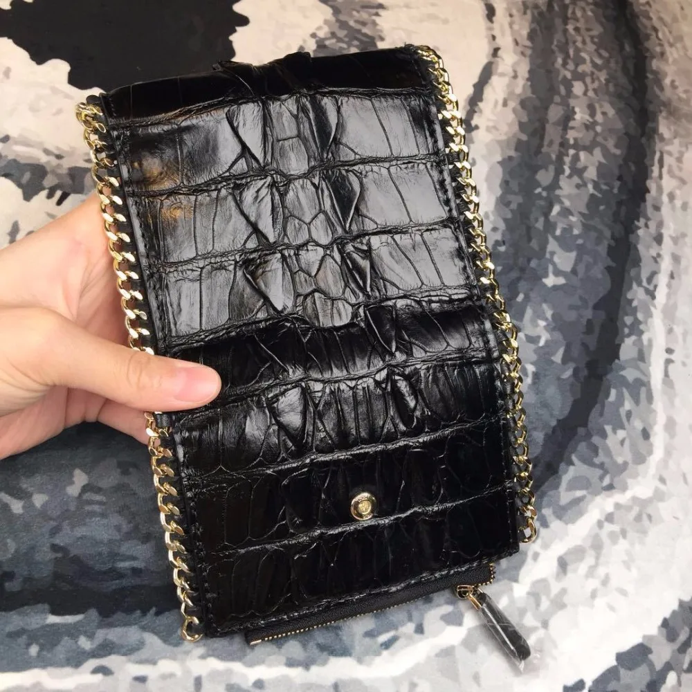 Модный дизайнерский женский маленький кошелек из натуральной крокодиловой кожи