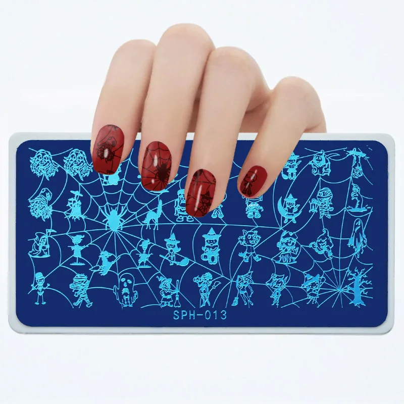 

# MMSPH-13 дизайн Хэллоуин 6 см * 12 см шаблон изображения штампа пластины для штамповки ногтей Маникюрные трафареты из нержавеющей стали 1 шт.