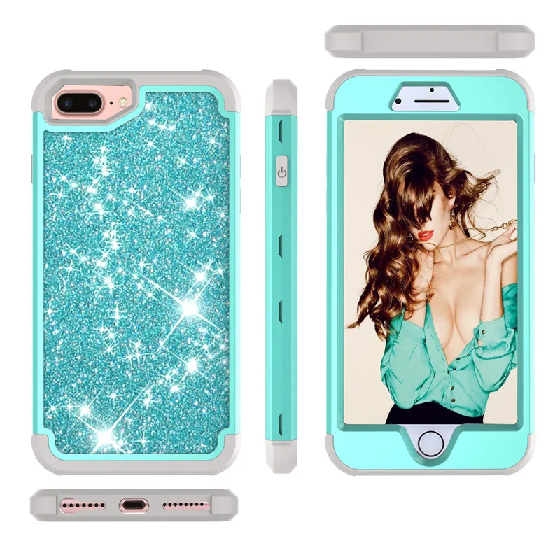 Green WEFOR для iPhone 8 7 6 6S Plus чехол s блестящий тонкий блестящий чехол со стразами для iPhone 7 8 Plus Роскошный Жесткий чехол для телефона s для iPhone - Цвет: Green