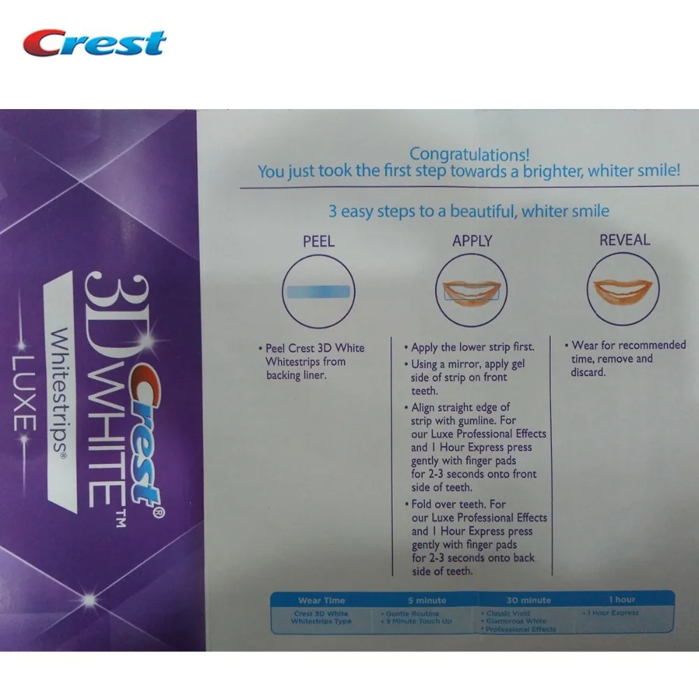 Original1box / 40 полосы 20 Pouches крест 3D белый люкс профессиональные эффекты Crest Whitestrips