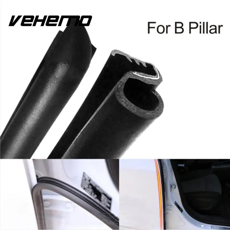 Vehemo 2 шт./лот, автомобильная звукоизоляция, резиновая уплотнительная полоса для B столба, шум, ветрозащитная дверная резиновая уплотнительная полоса, автомобильный стиль