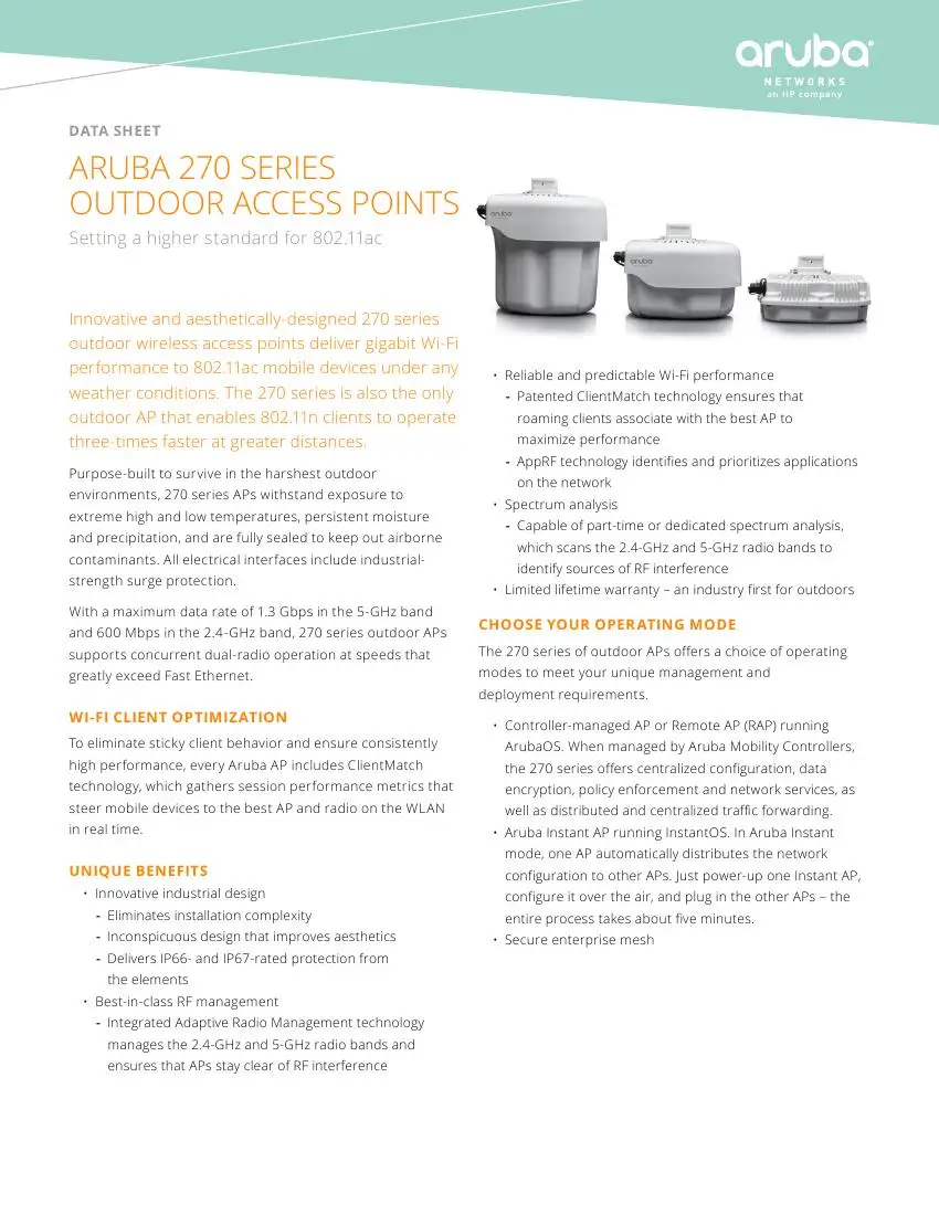 Aruba сетевой IAP-275-RW открытый мгновенный JW254A 802.11n/ac 3x3: 3 двойной радио Интегрированные Антенны