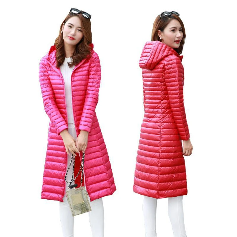 Пуховик 2018 новый бренд Зимний пуховик женский тонкий длинный белый утиный