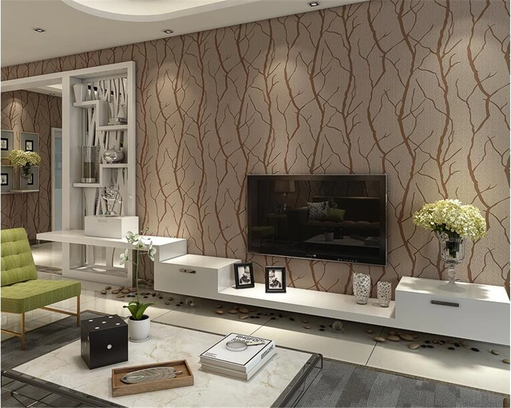 

beibehang Modern minimalist living room TV background sofa background wallpaper nonwoven 3D deerskin suede branches 3d wallpaper