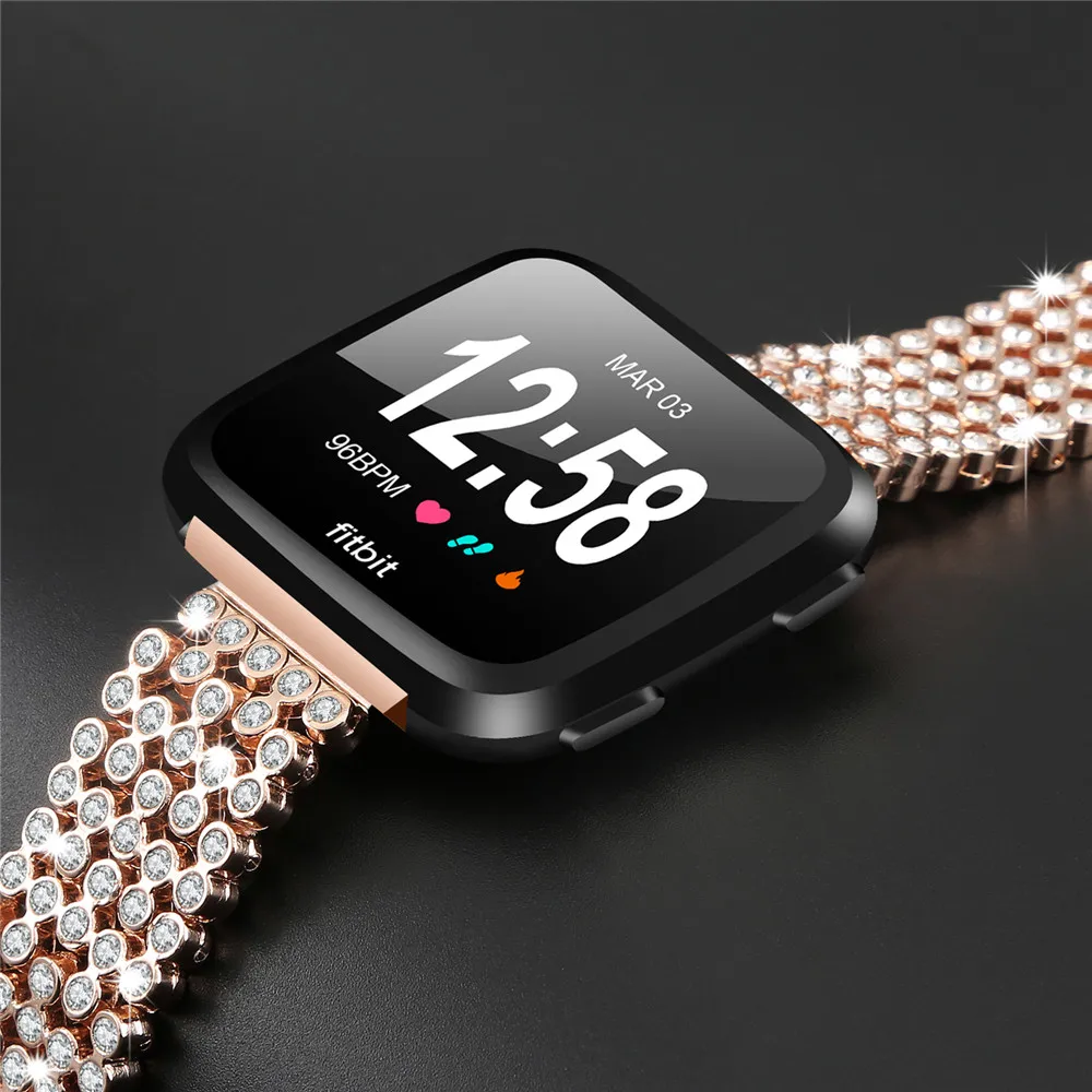 Ремешок для часов Fitbit Versa Five стальной браслет с 5 бусинами круглые стразы